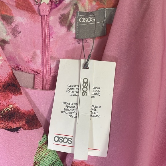 ASOS Vibrant Pink Floral Print Jumpsuit sz 8 - Picture 3 of 7